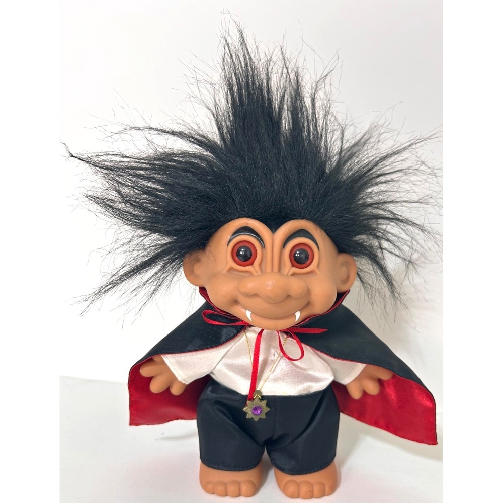 Vintage Russ Berrie Dracula‎ Troll Red Eyes Cape Fangs Halloween Rare